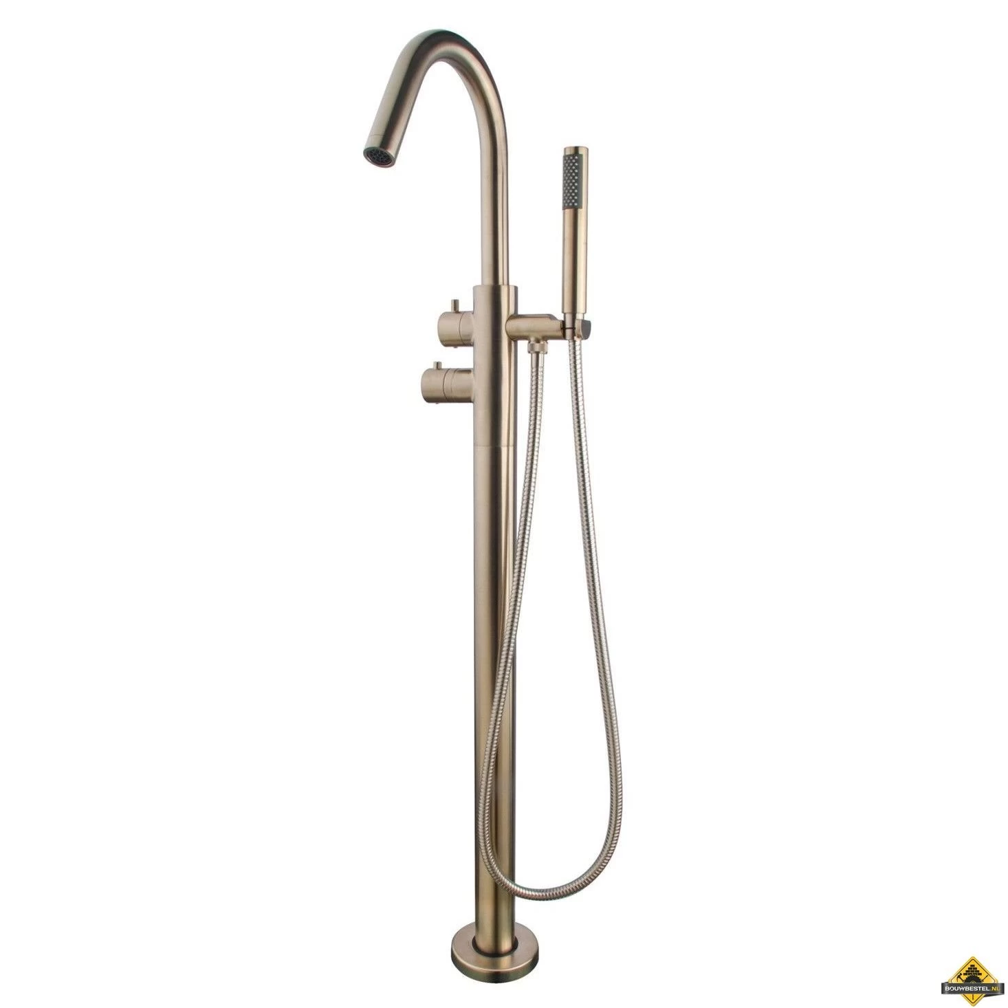 Wiesbaden Caral Vrijstaande Thermostatische Badmengkraan | Geborsteld Staal