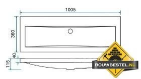 Wiesbaden Flag Wastafel 100x36 Cm Met Kraangat - Afbeelding 2