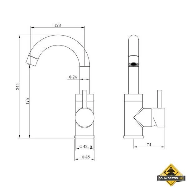 Wastafelkraan Largo RVS - Afbeelding 2