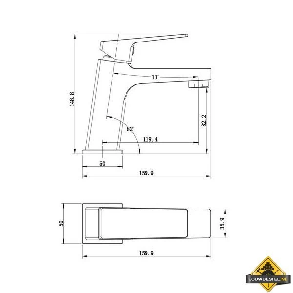 Wastafelmengkraan Force Vierkant Chroom - Afbeelding 2