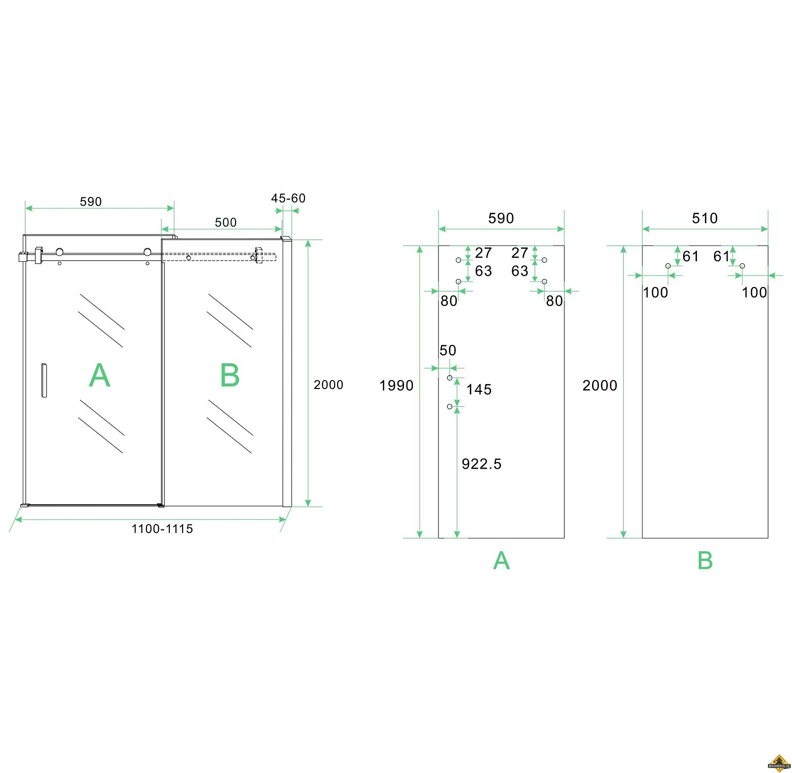 Wiesbaden Slide Douchedeur Nis 2-delig 1100x2000 Chroom 8mm NANO - Afbeelding 5