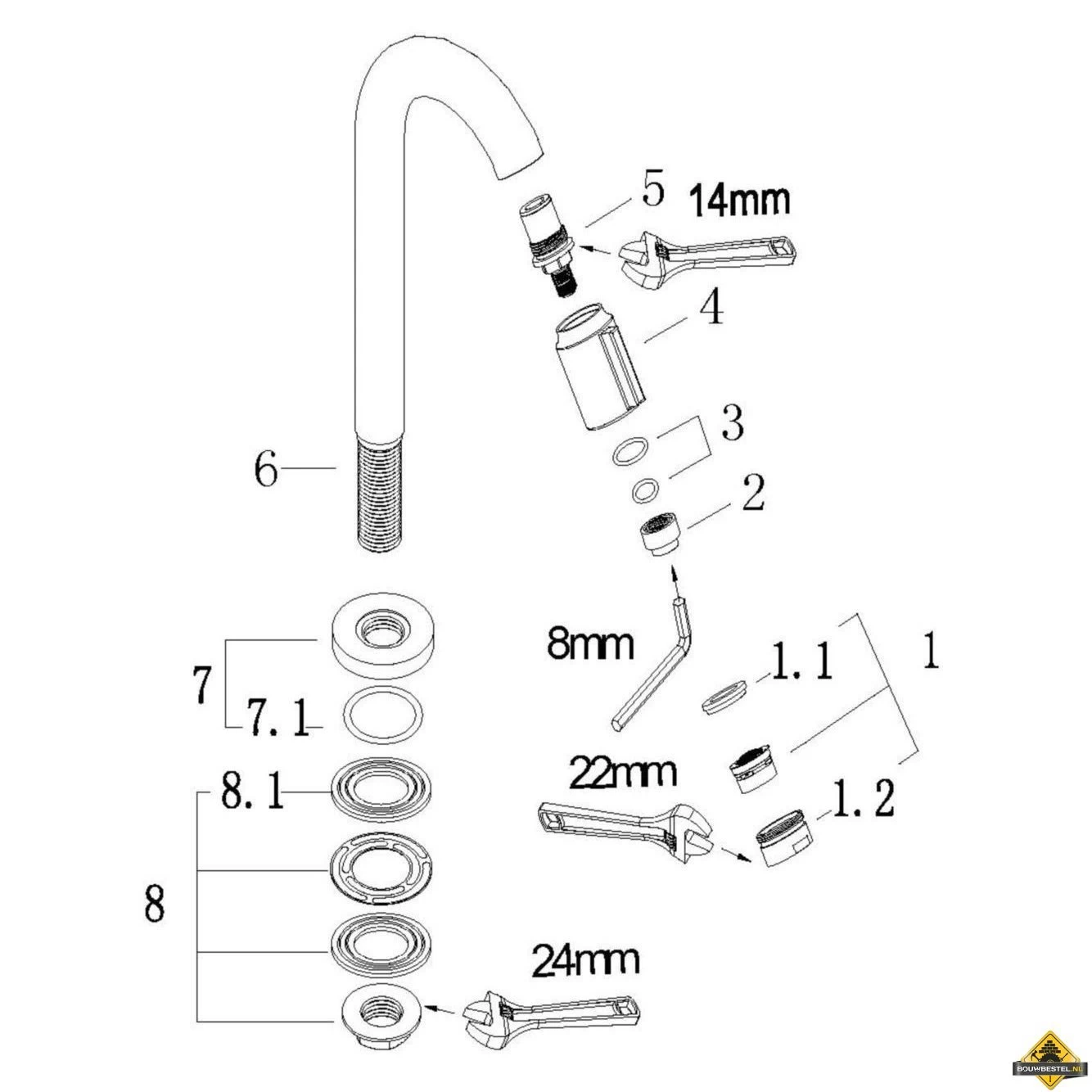 Wiesbaden Victoria Luxe Toiletkraan 1/2'' | Geborsteld Messing - Afbeelding 2