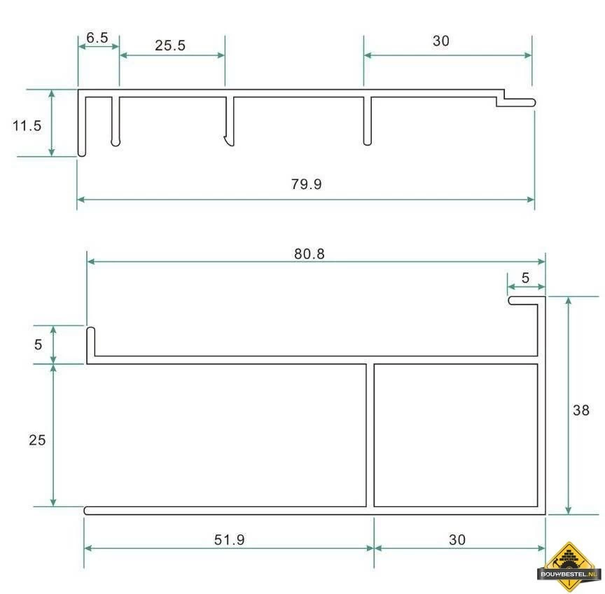 Wiesbaden Aluminium Verbredingsprofiel 3 X 202 Cm - Afbeelding 2