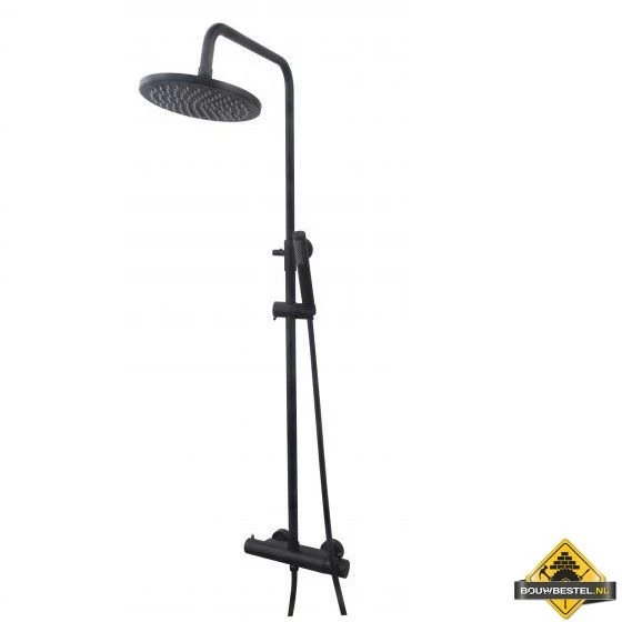 Wiesbaden Caral Douche-opbouwset + Thermostaat Mengkraan Zwart