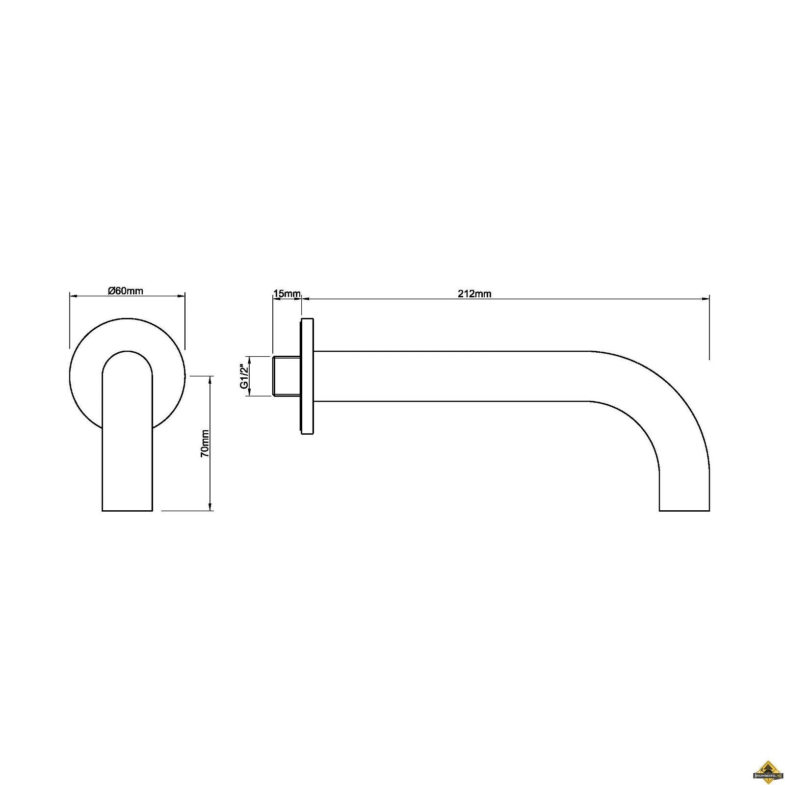 Wiesbaden Caral Inbouw Baduitloop 20 Cm RVS-look - Afbeelding 2