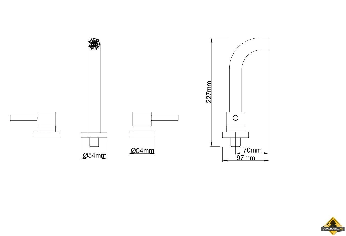 Wiesbaden Caral 2-knops Wastafel-afbouwdeel Mat Zwart - Afbeelding 2