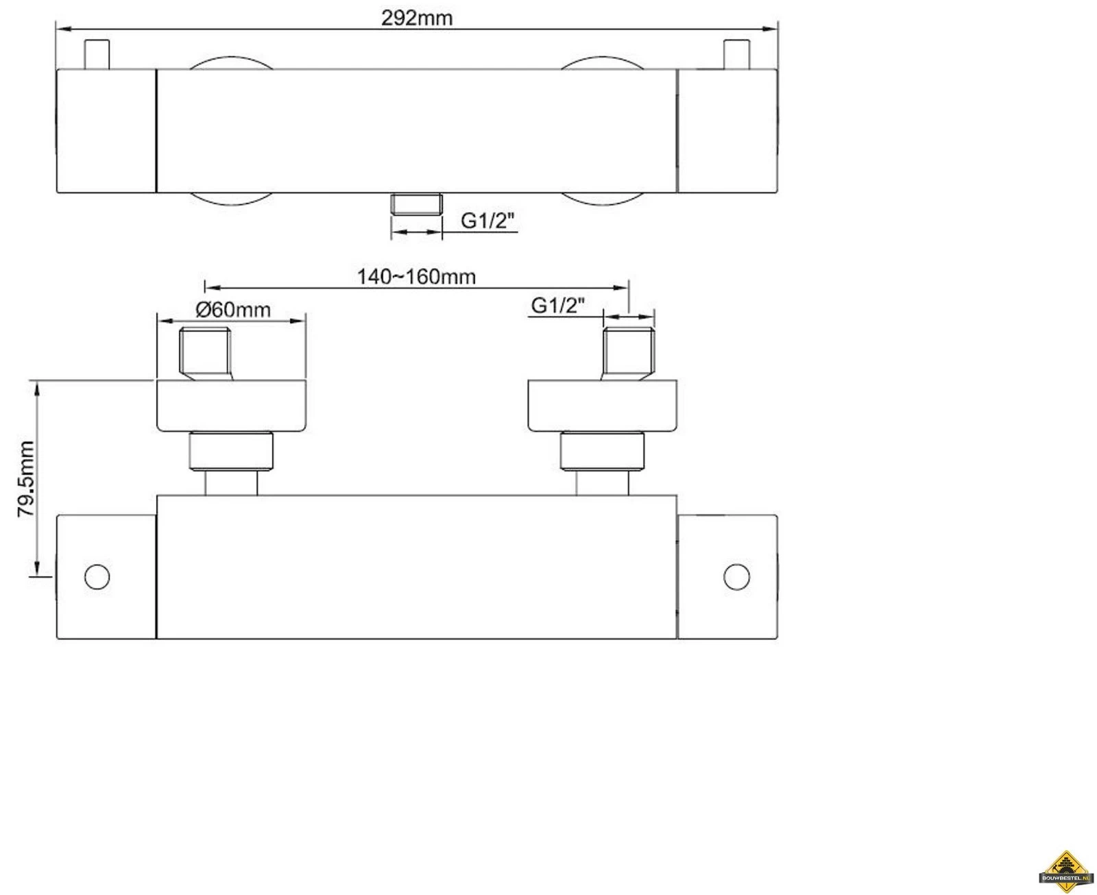Wiesbaden Cool Touch Douchethermostaat Zwart - Afbeelding 2
