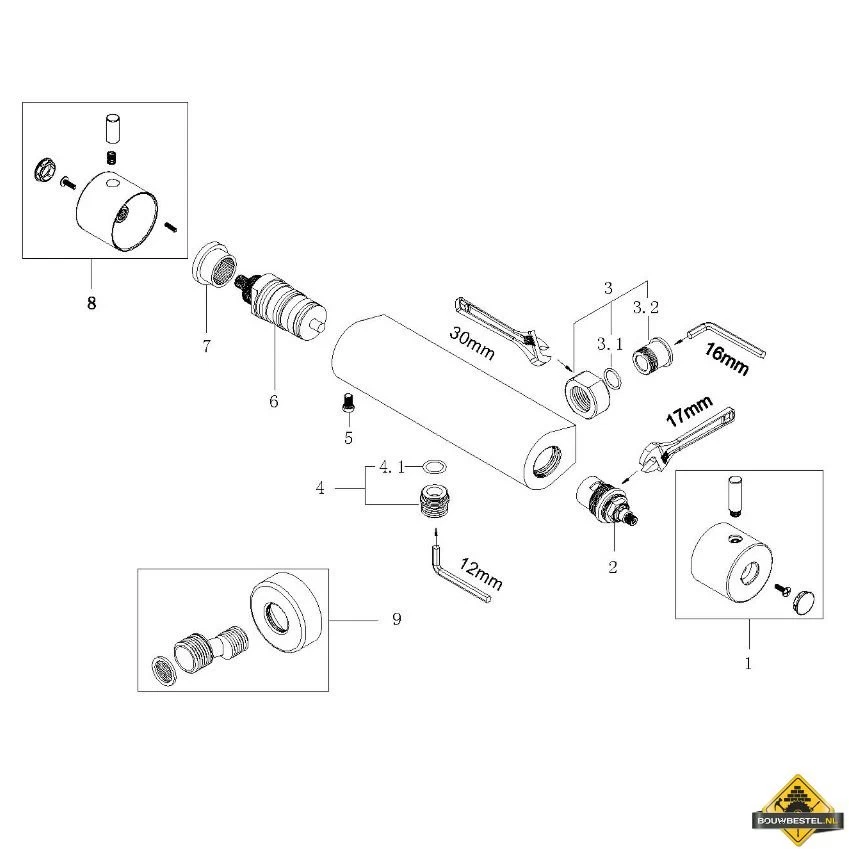Wiesbaden Cool Touch Douchethermostaat | Geborsteld Messing - Afbeelding 3