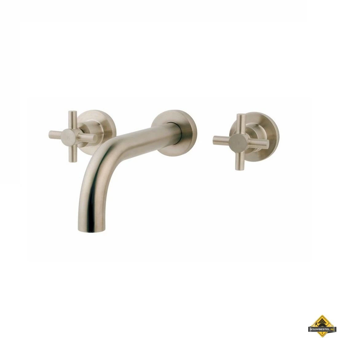 Wiesbaden Cross Wastafelkraan Afbouwset 2-knops RVS-look