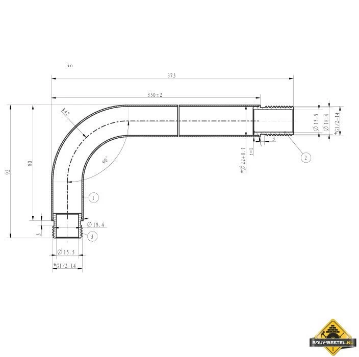 Wiesbaden Luxe Douche-arm Rond Muurbevestiging 35cm Chroom - Afbeelding 2