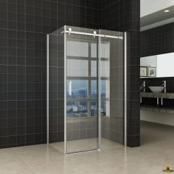 Douchedeur + Zijwand 1400x900x2000 Chroom 8mm NANO