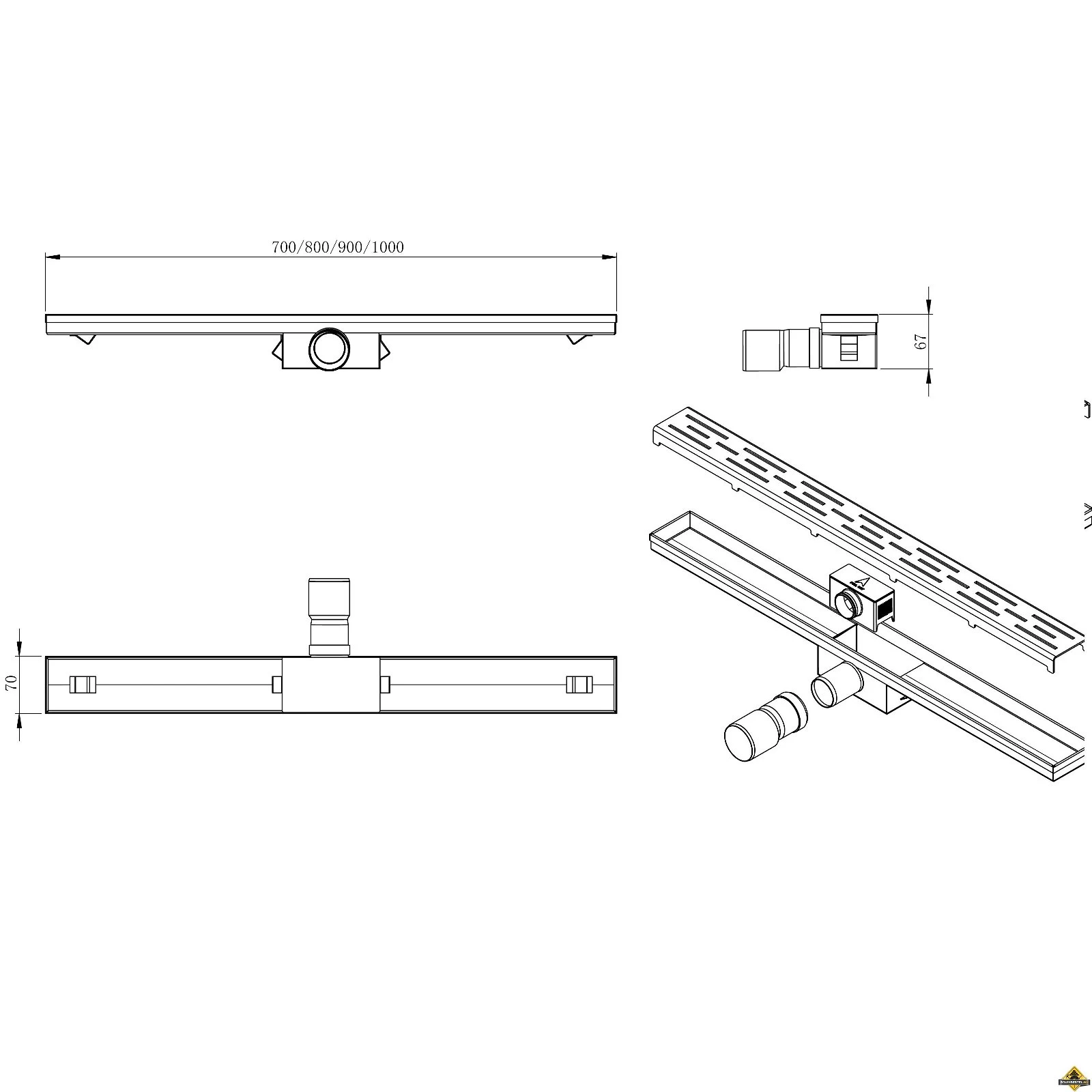 Eco RVS Douchegoot 90 Cm - Afbeelding 2