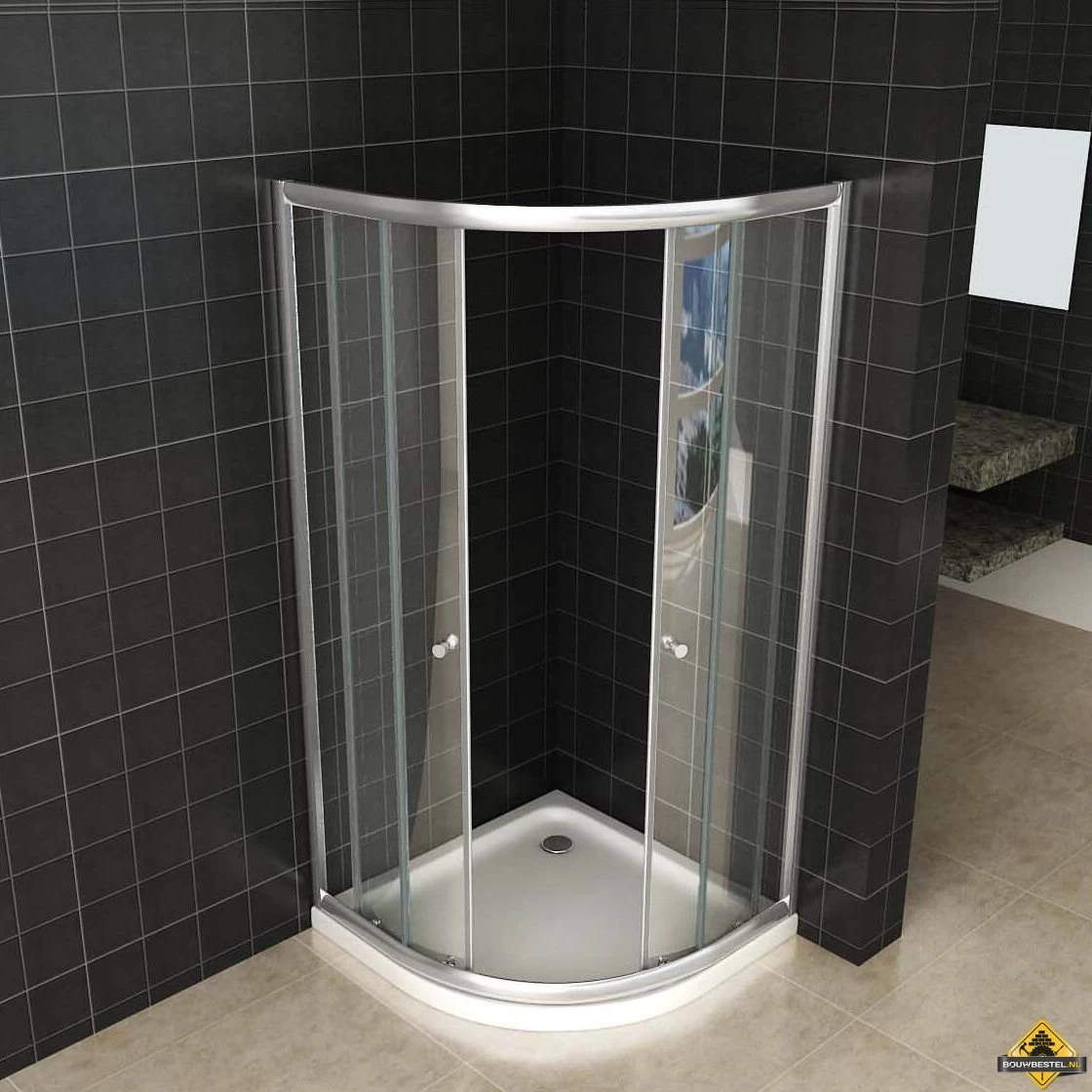 Eco 1/4 Ronde Douchecabine 5mm 900x900x1900 Helder Glas - Afbeelding 2