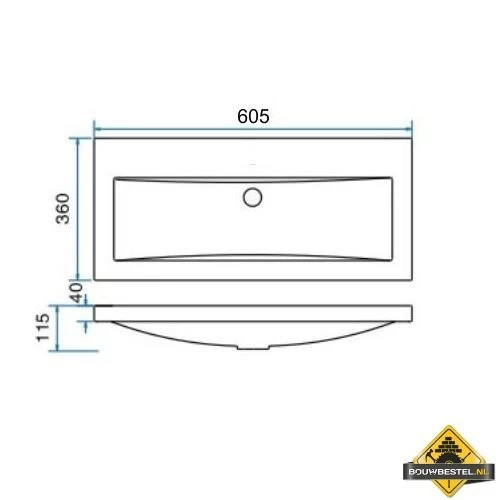Wiesbaden Flag Wastafel 60x36 Cm Zonder Kraangat Wit - Afbeelding 2