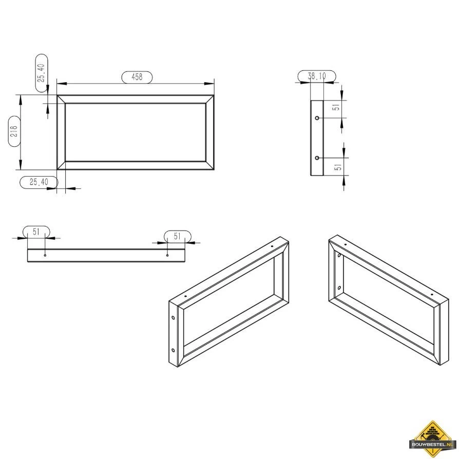 Wiesbaden Geborsteld Stalen Vierkante Supportbeugel 46x22 - Afbeelding 2