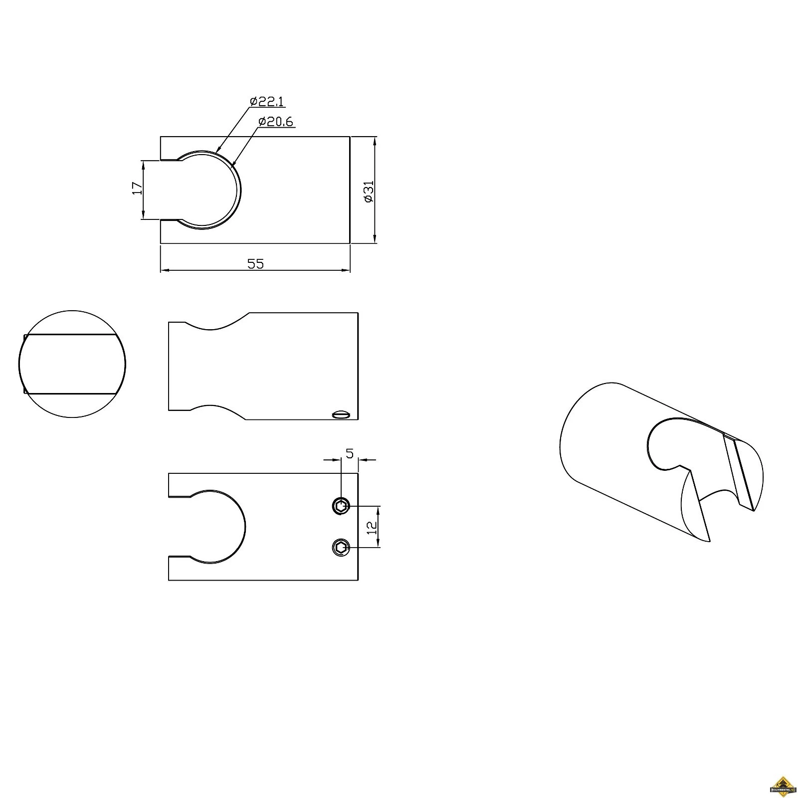 Wiesbaden Caral Handdouchehouder Chroom - Afbeelding 2