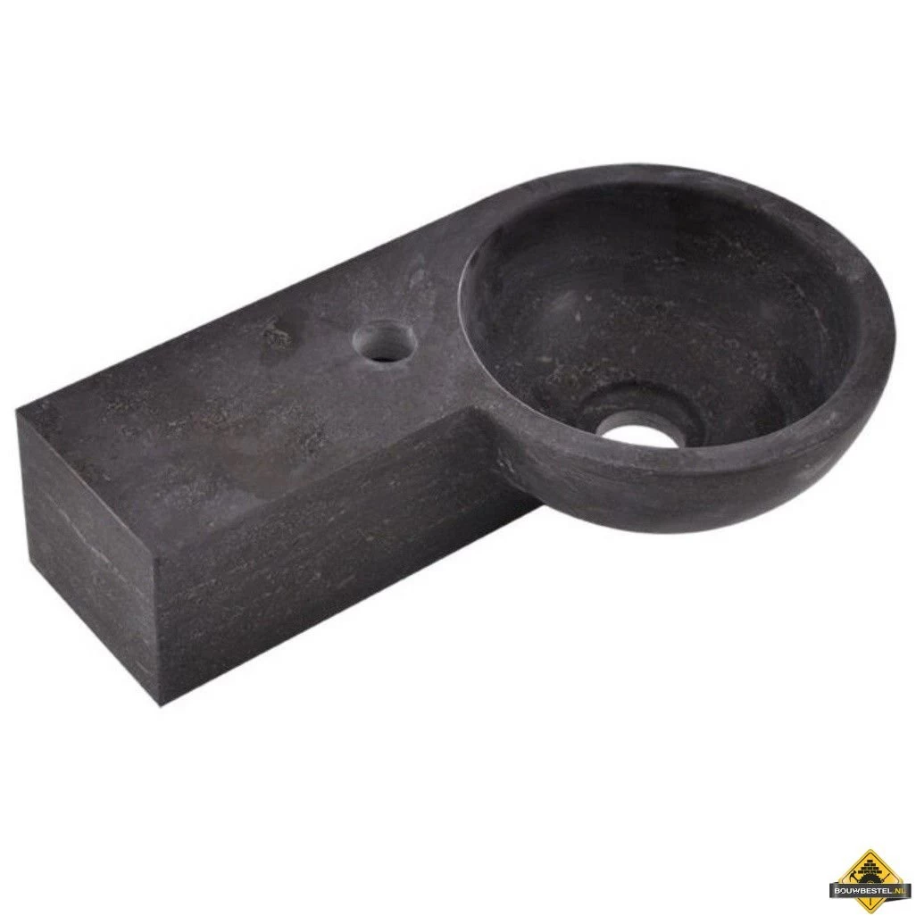 Wiesbaden Hardstenen Rond Fonteintje Links 40x23x10 - Afbeelding 3