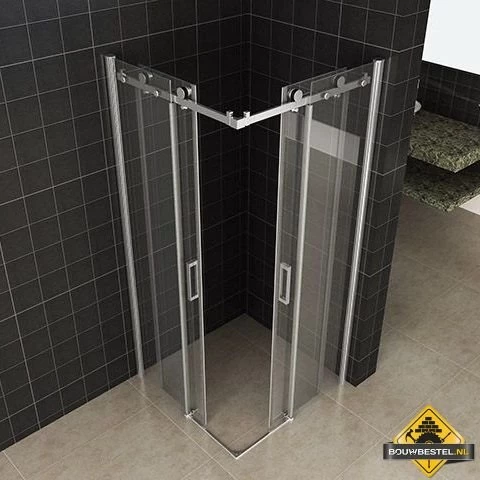 Wiesbaden Hoekinstap + 2 Schuifdeuren 900x900x2000 Chroom 8mm NANO - Afbeelding 2