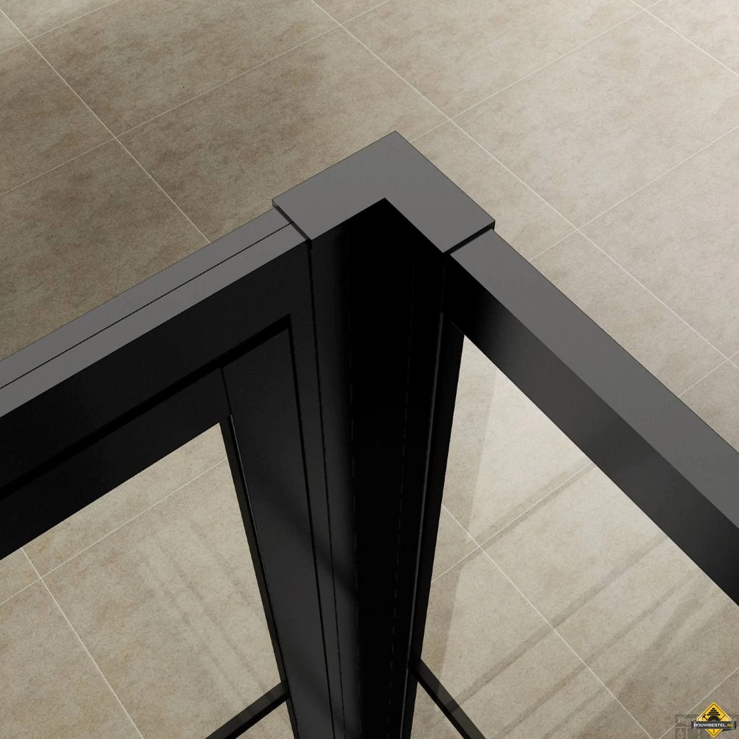 Wiesbaden Horizon Nisdeur R/L Met Vast Deel 130cm 8mm NANO | Mat-zwart (gespoten) - Afbeelding 4