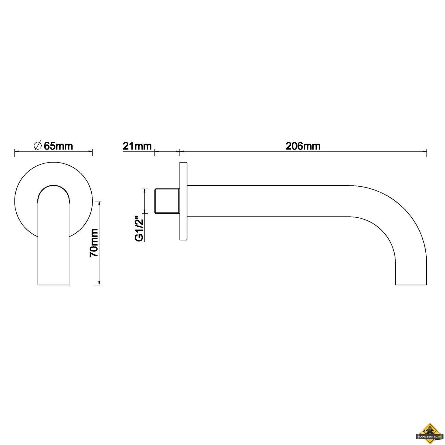 Wiesbaden Inbouw-uitloop Rond 20cm 1/2'' | Geborsteld Koper - Afbeelding 2