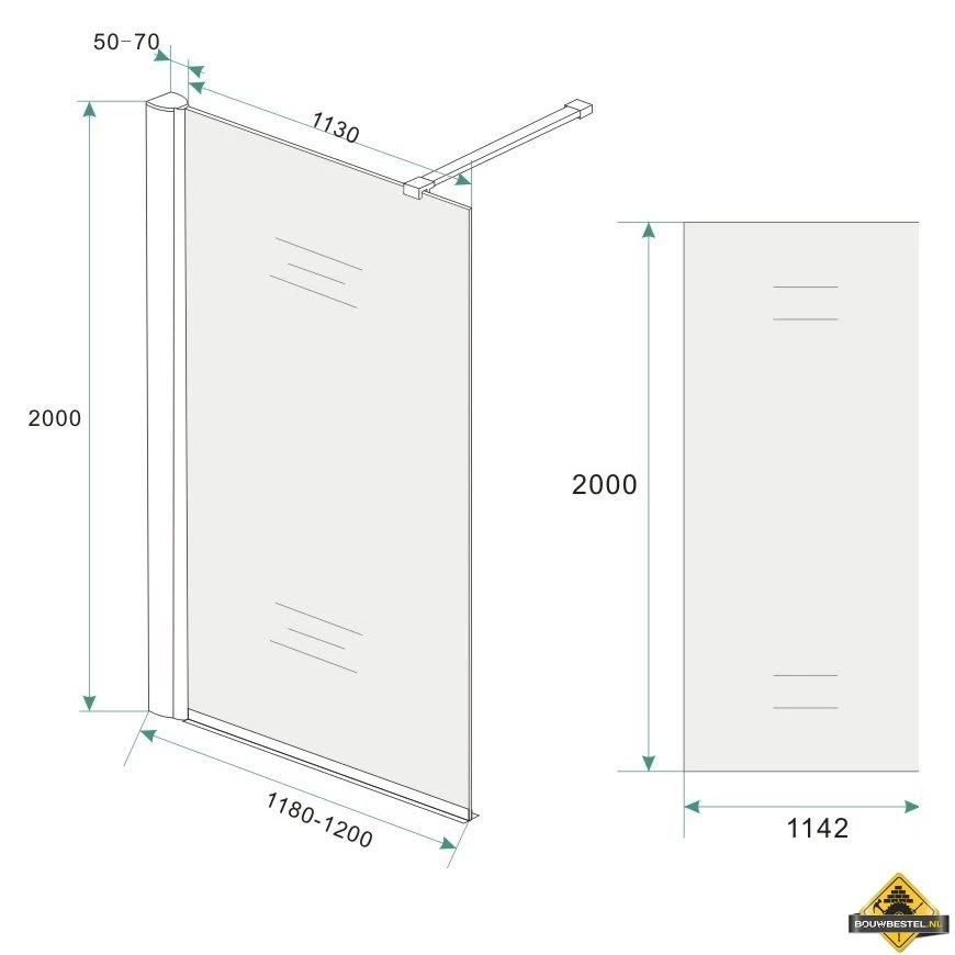 Wiesbaden Frosted Inloopdouche Matglas 120 Cm - Afbeelding 3