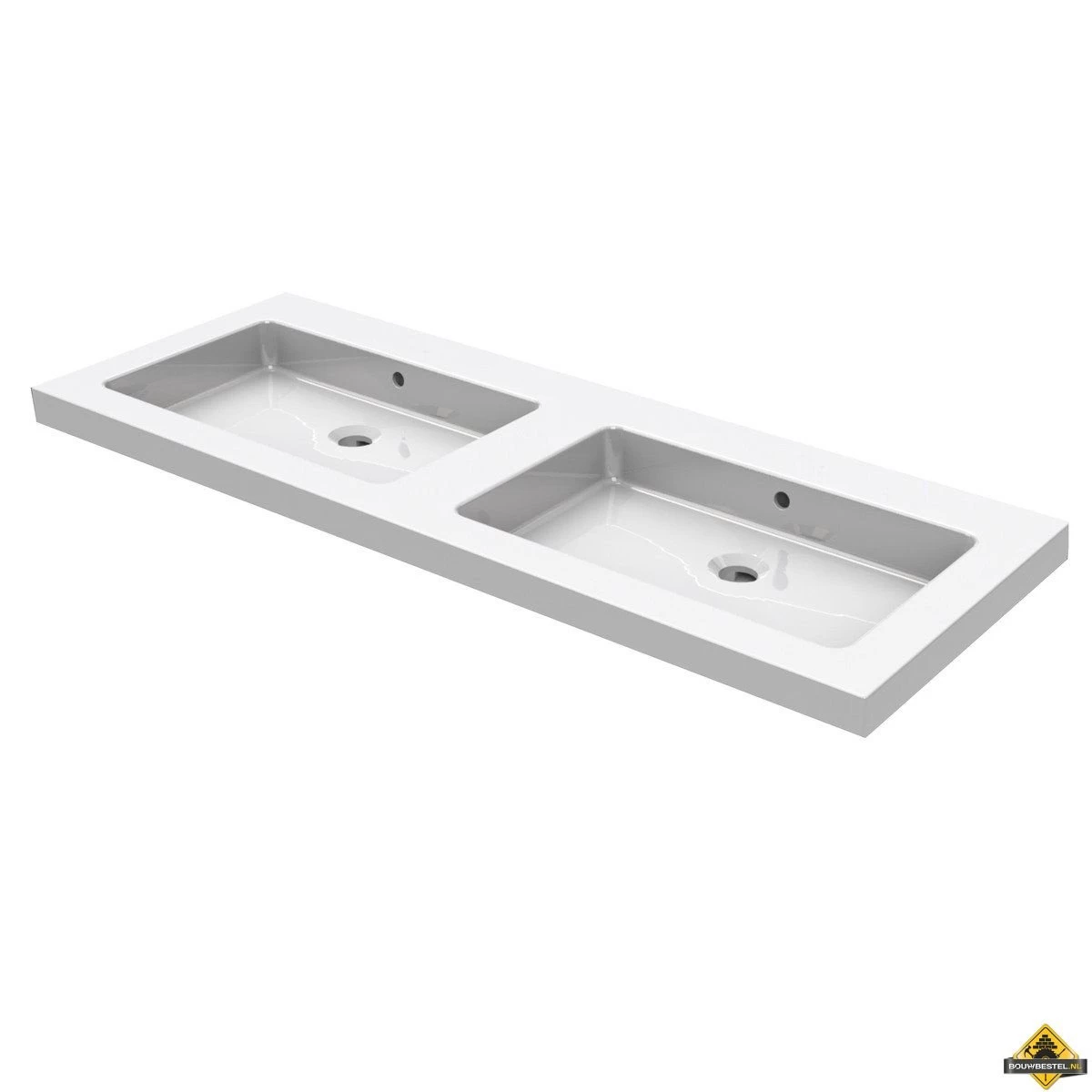 Wiesbaden Keramische Dubbele Meubelwastafel 120x46 Zonder Kraangaten