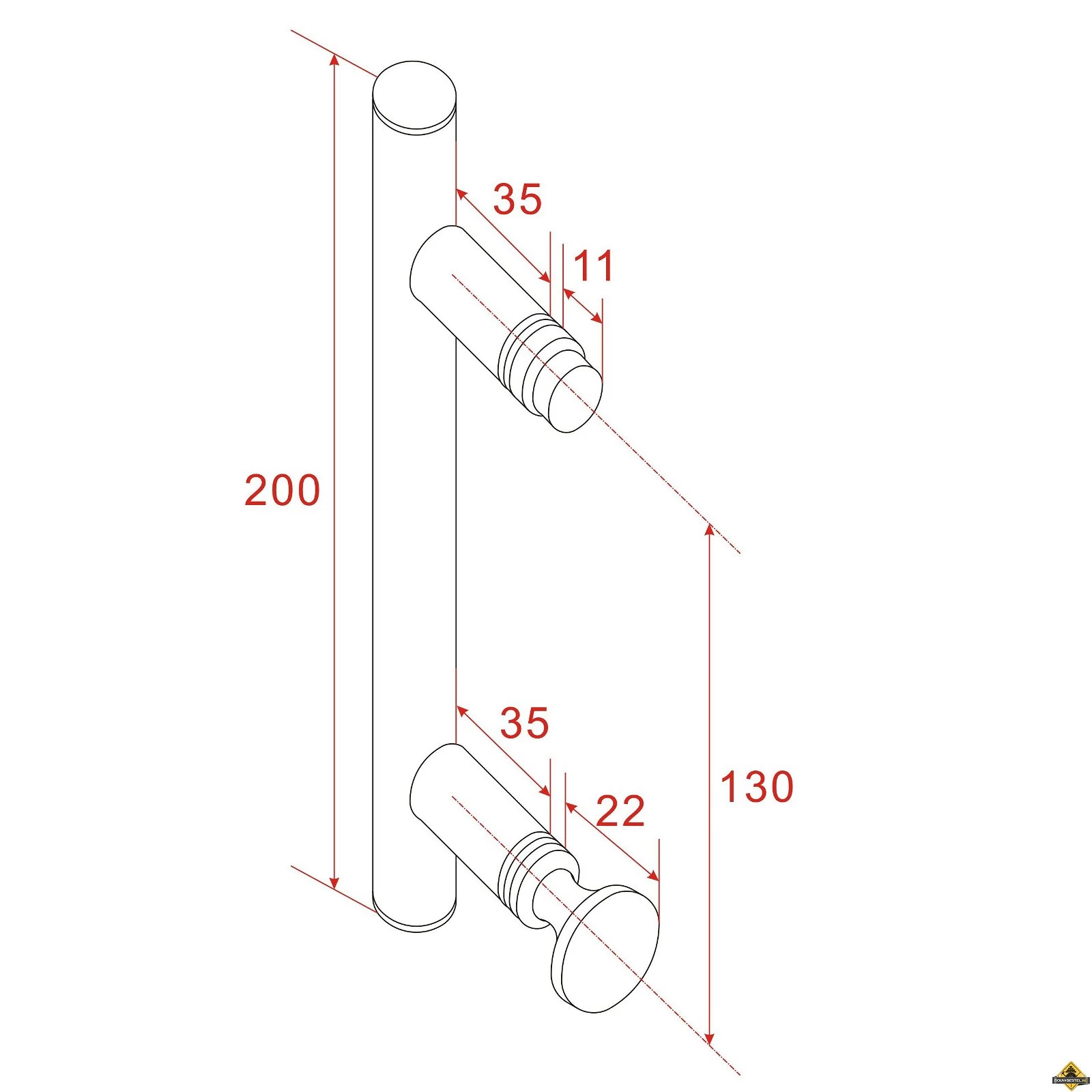 Losse Deurgreep Type 4 Chroom - Afbeelding 2