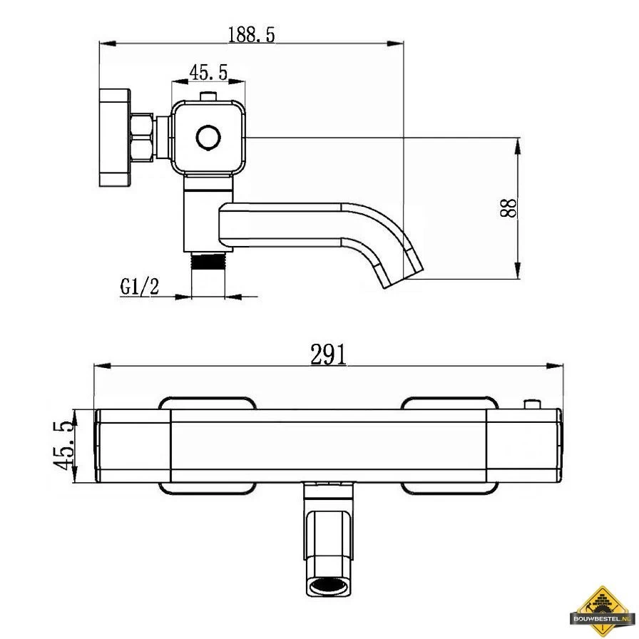 Wiesbaden Rain Thermostatische Badmengkraan | Mat-zwart - Afbeelding 2