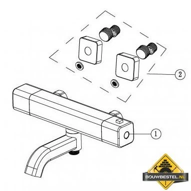 Wiesbaden Rain Thermostatische Badmengkraan | Mat-zwart - Afbeelding 3