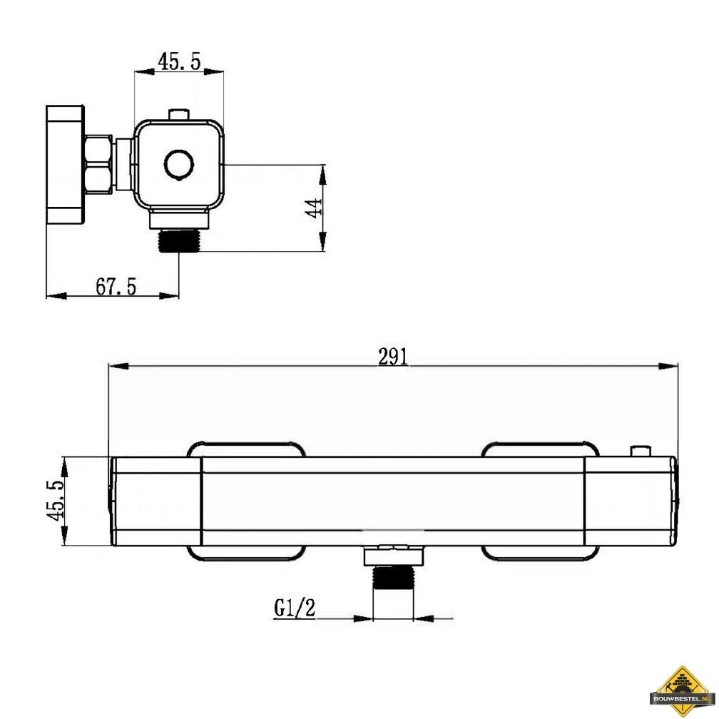 Wiesbaden Rain Thermostatische Douchemengkraan | Mat-zwart - Afbeelding 2