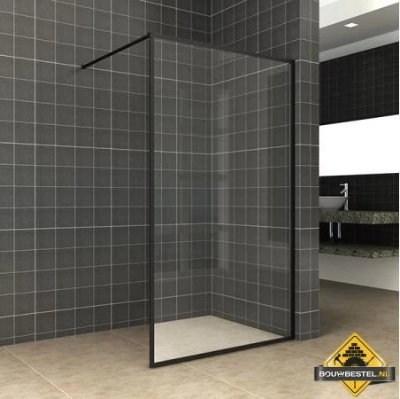 Wiesbaden Square Inloopdouche 1000x2000 10mm Nano Helder Glas/mat Zwart