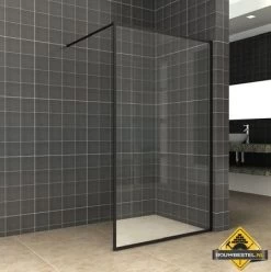 Wiesbaden Square Inloopdouche 1100x2000 10mm Nano Helder Glas/mat Zwart