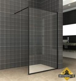 Wiesbaden Square Inloopdouche 1200x2000 10mm Nano Helder Glas/mat Zwart
