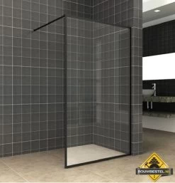 Wiesbaden Square Inloopdouche 800x2000 10mm Nano Helder Glas/mat Zwart