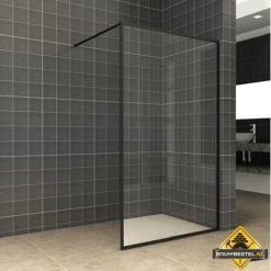 Wiesbaden Square Inloopdouche 900x2000 10mm Nano Helder Glas/mat Zwart