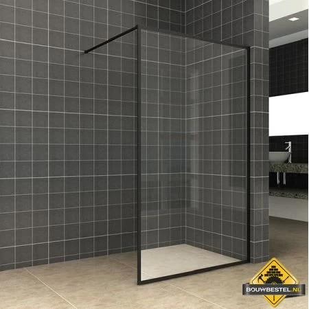 Wiesbaden Square Inloopdouche 900x2000 10mm Nano Helder Glas/mat Zwart