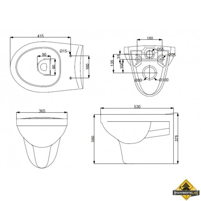 Trevi Rimless Wandcloset Diepspoel Wit - Afbeelding 3