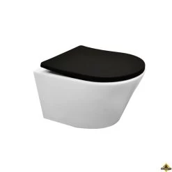 Wiesbaden Vesta-Junior Rimless Wandcloset Wit+ Shade Zitting Mat-Zwart