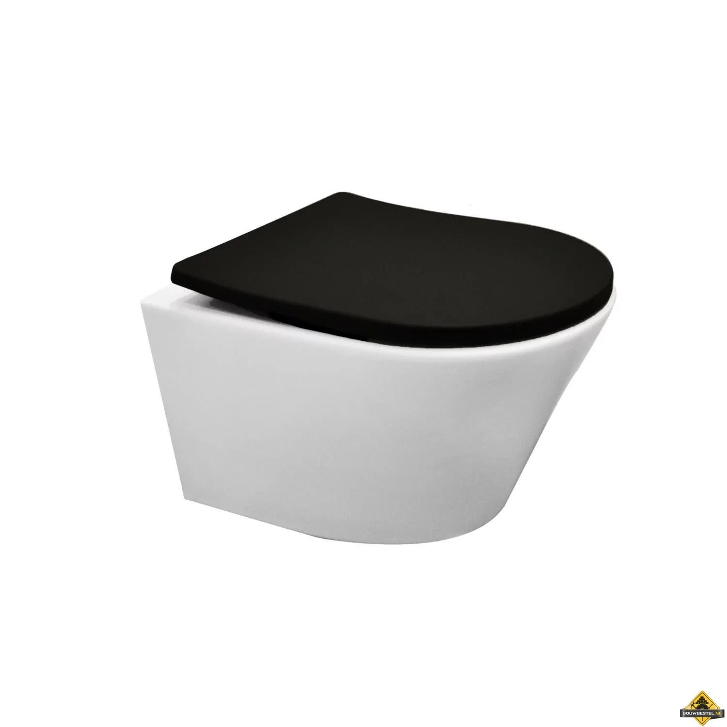 Wiesbaden Vesta-Junior Rimless Wandcloset Wit+ Shade Zitting Mat-Zwart