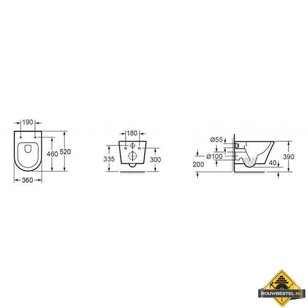Wiesbaden Vesta Rimless Wandcloset 52cm Zonder Zitt. Mat-wit - Afbeelding 3