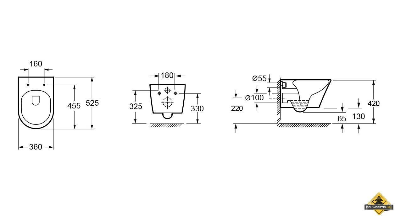 Wiesbaden Vesta Rimless Wandcloset Tornado Flush Mat Wit - Afbeelding 3