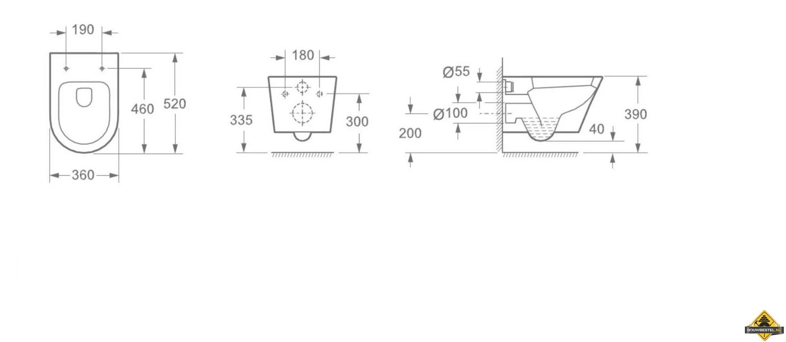 Wiesbaden Vesta Rimless Wandcloset Mat-wit + Shade Zitting Mat-wit - Afbeelding 2