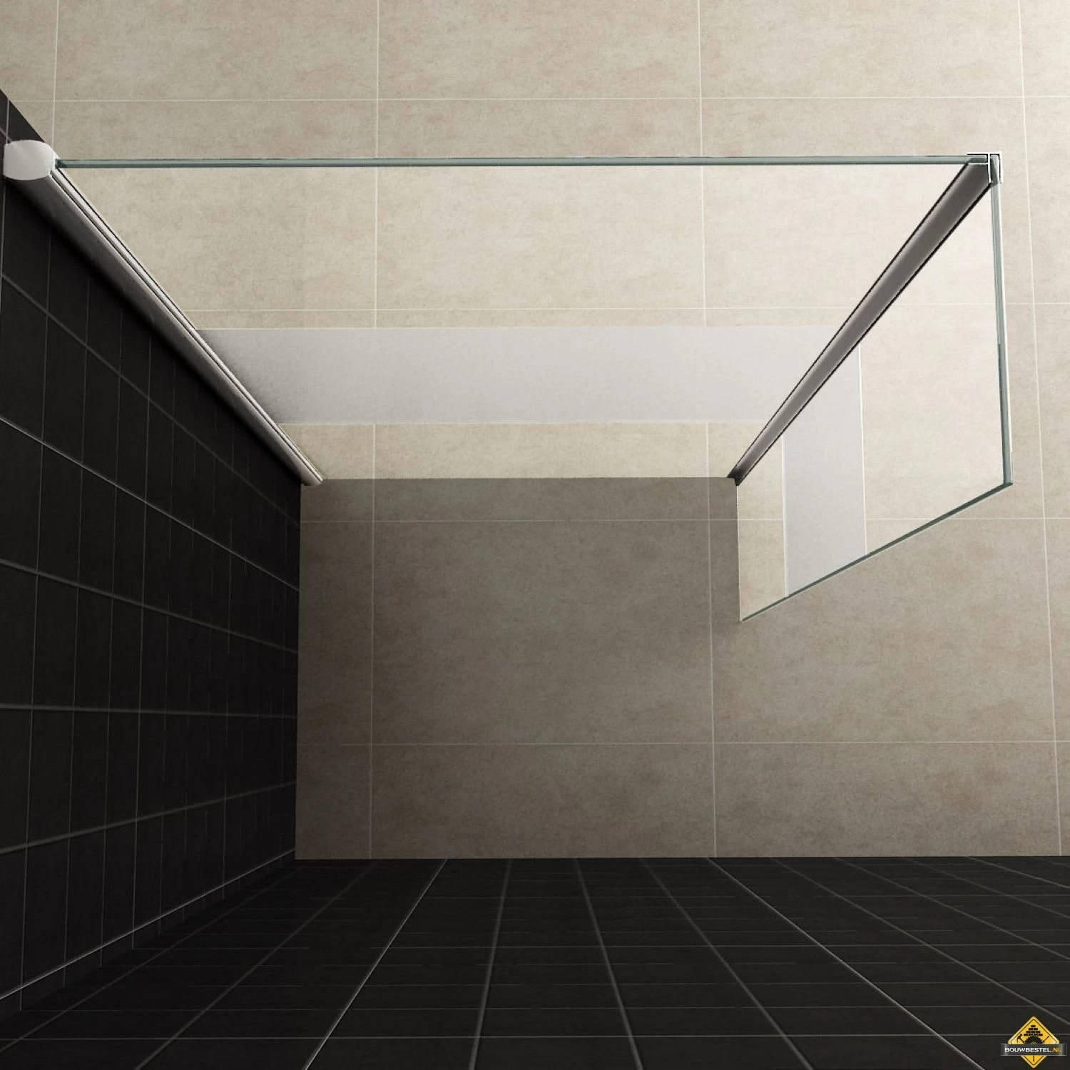 Wiesbaden Zijwand + Hoekprofiel 400x2000 10mm NANO Gedeeltelijk Matglas - Afbeelding 3